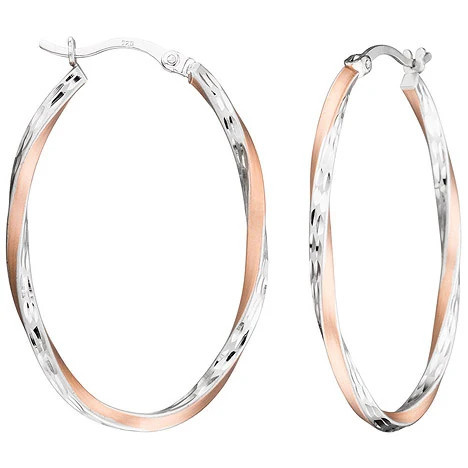 Colfem Creolen 925 Silber, bicolor vergoldet, mattiert, Unisex - Bild 1