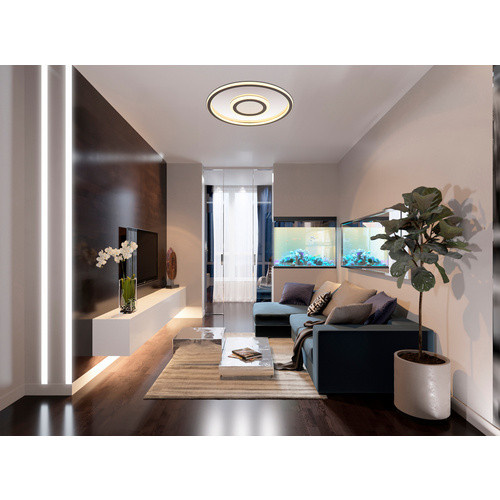 Globo Lighting LED-Deckenleuchte Cara in Chrom und Grau, rund, Durchmesser: 43,2 cm, Höhe: 5,0 cm - Bild 2