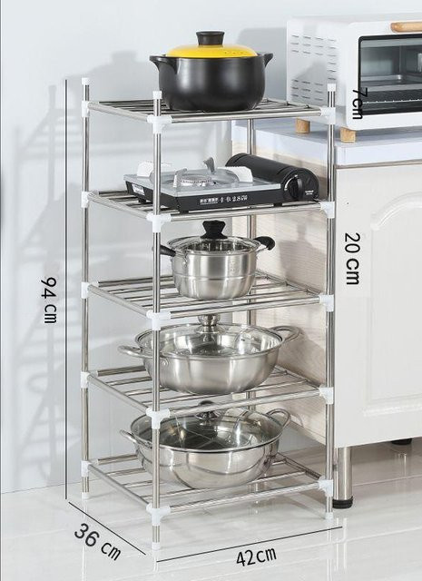 WTEMPO Edelstahl-Regal mit 5 Ebenen in Silber für Küche und Badezimmer - Bild 1