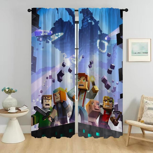 Minecraft Verdunkelungsvorhang für dein Zimmer, 2 Paneele, Blau, B: 60 cm, H: 90 cm - Bild 1