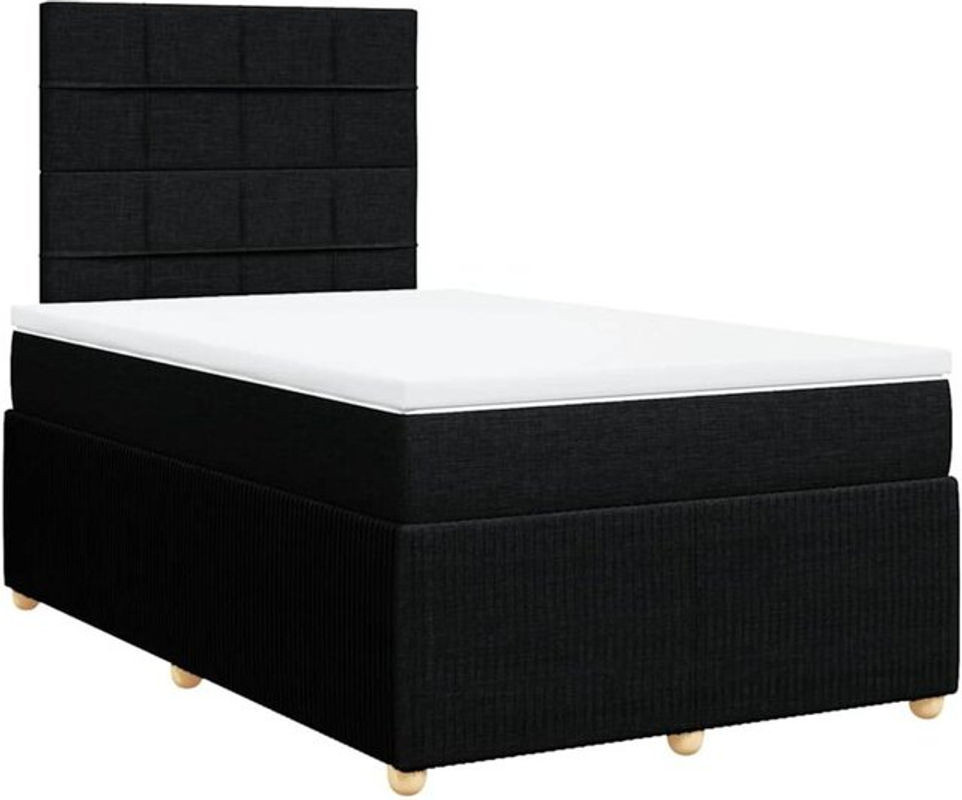 vidaxl Boxspringbett mit Matratze in Schwarz aus Stoff, B/T/H: 120 x 200 x 150,5 cm - Bild 1