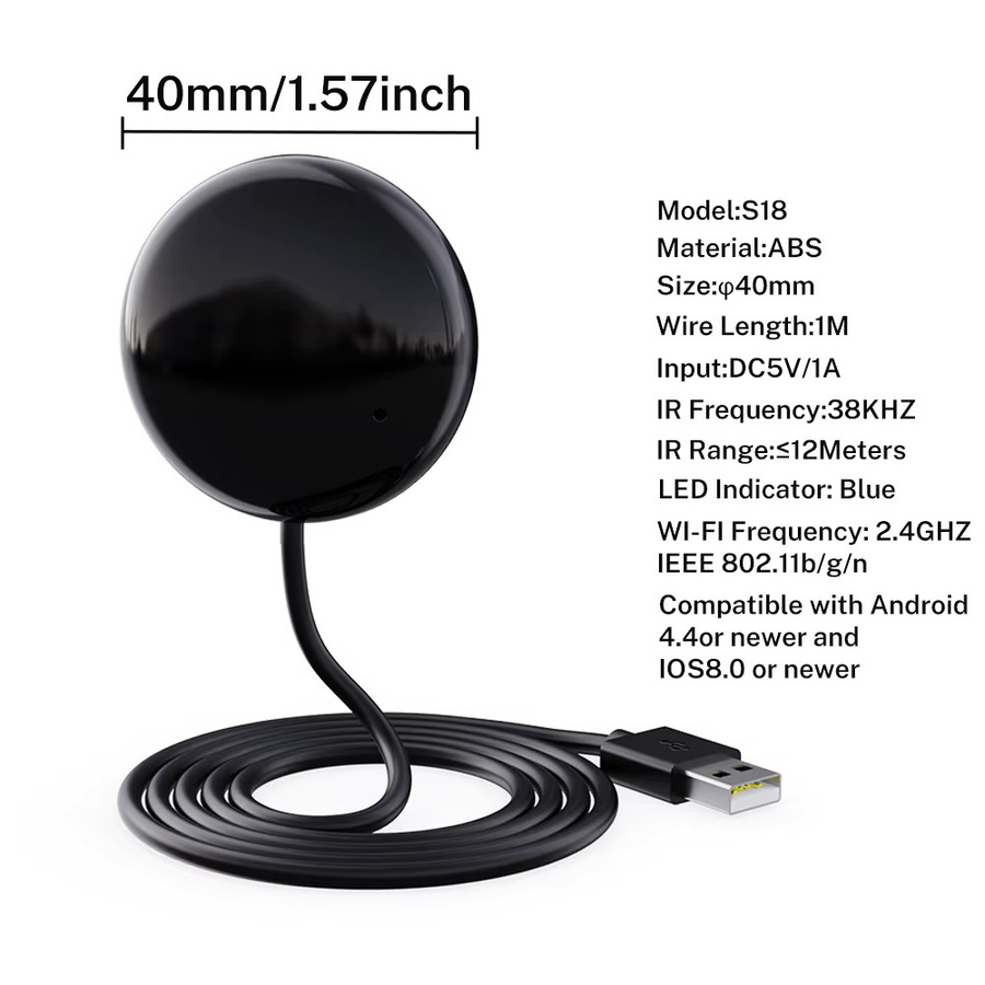 Tuya WiFi IR-Fernbedienung für Smart Home Automation, universelle Infrarot-Fernbedienung kompatibel mit Alexa und Google Home, erhältlich in Schwarz oder Weiß - Bild 5