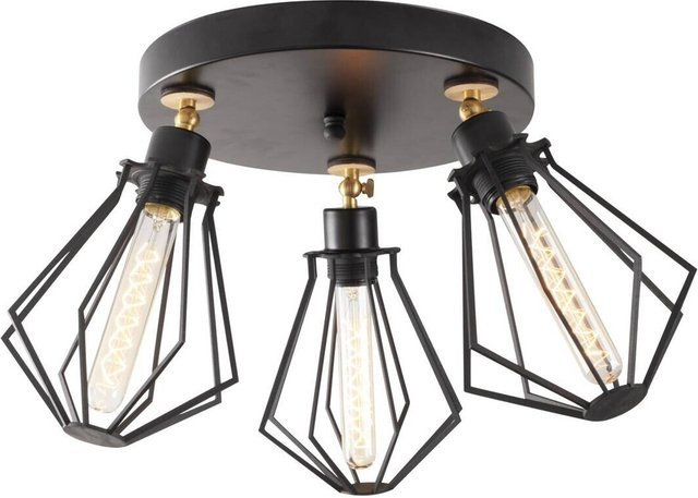 Opviq Deckenleuchte Oylat in Gold und Schwarz aus Metall mit 3 E27 Fassungen, B/H/T: 56 x 31 x 56 cm - Bild 1