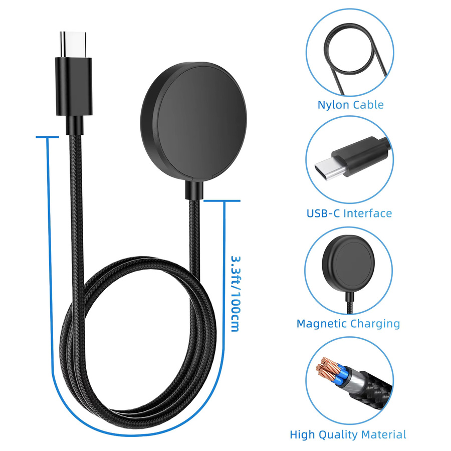 Samsung Smartwatch-Ladegerät, 2er-Pack, USB-C, Aluminiumlegierung, Schwarz - Bild 2