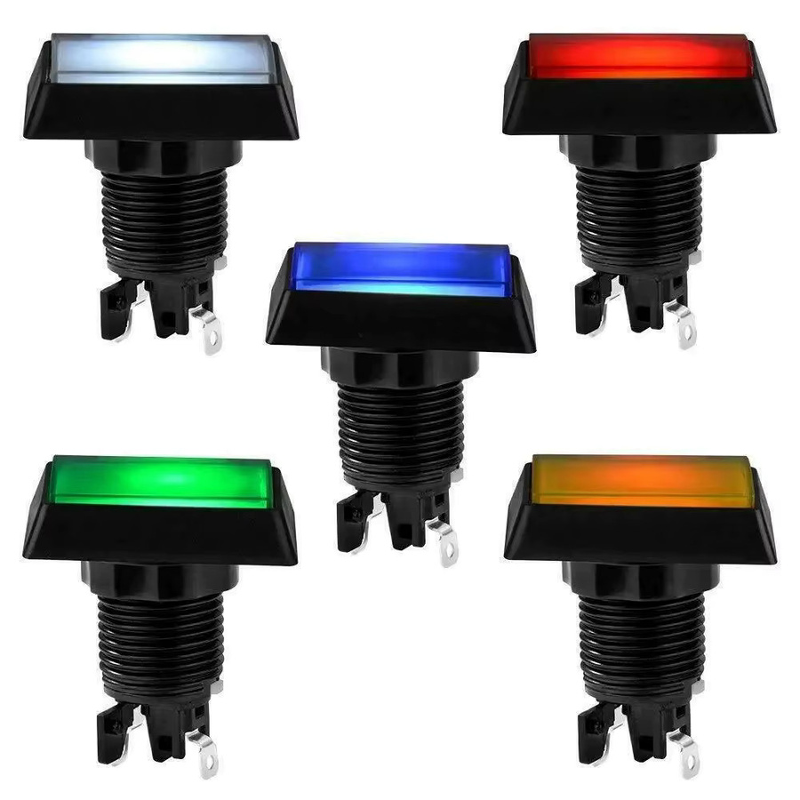 Tapdra Arcade-Drucktasten mit 5-farbiger LED-Beleuchtung, rechteckige Videospiel-Druckknöpfe mit Mikroschalter, B/B/H: 5,0 x 3,0 cm - Bild 1