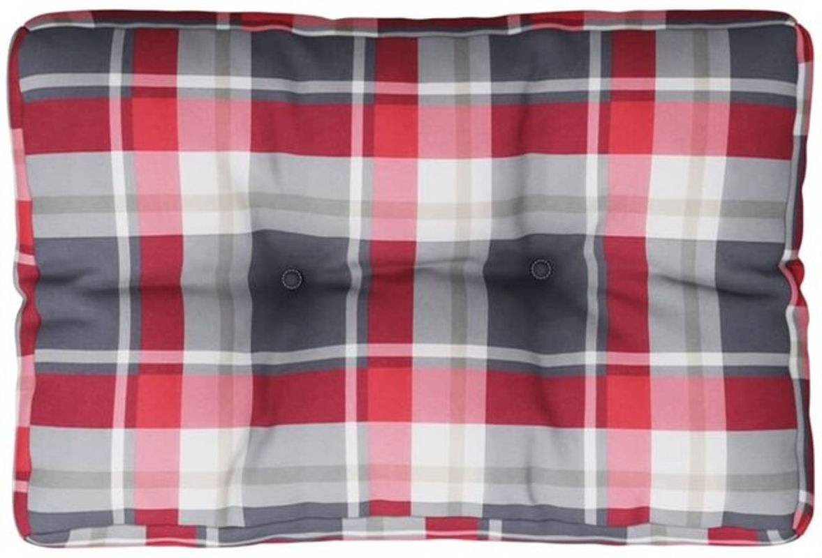Vidaxl Palettenkissen mit Karomuster in Rot aus Stoff, B/T/H: 50 x 40 x 12 cm - Bild 1