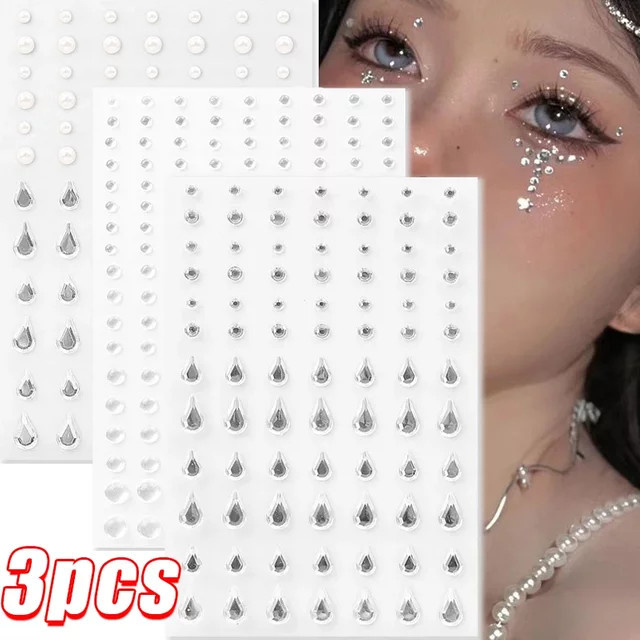 Diamant Augen Aufkleber, Glänzend, Unisex, Make-up Strass Aufkleber - Bild 1