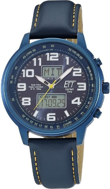 ETT Eco Tech Time Herrenuhr, Solar, Funk, Edelstahl, 48 mm, Blau, 10 ATM - Bild 1
