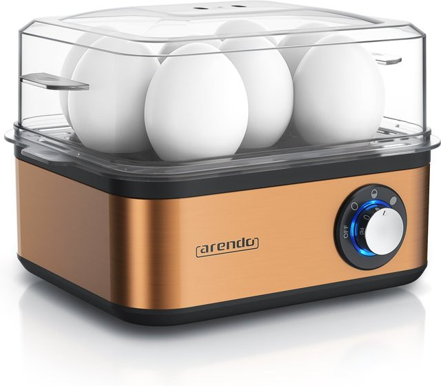 Arendo Eierkocher 8-fach aus Edelstahl mit Warmhaltefunktion und einstellbarem Härtegrad, 500 W, Kupfer/Silber - Bild 1
