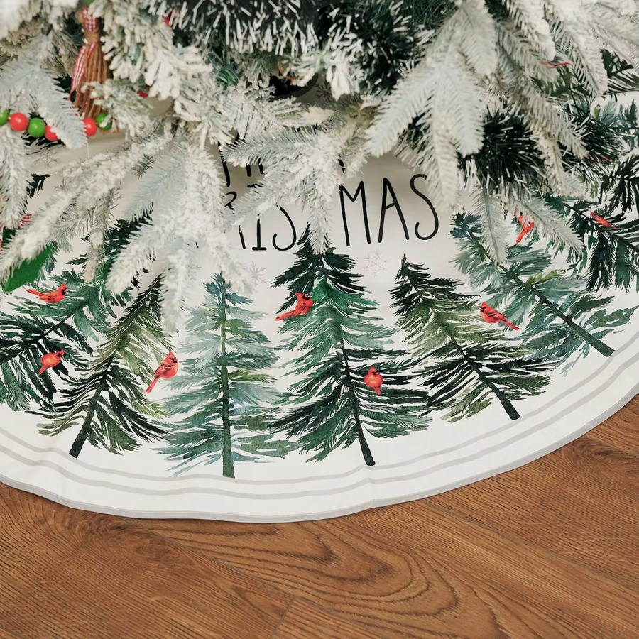 VIKAMA Weihnachtsbaumrock in Türkis mit Red Birds Design und floralem Muster - Bild 2