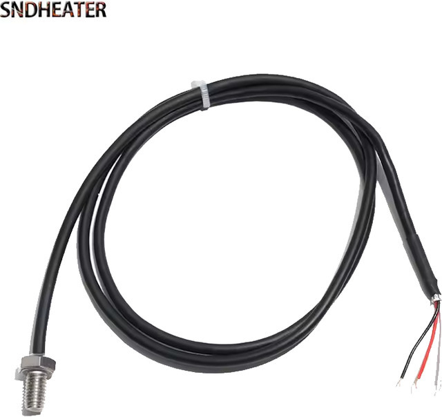 SNDHEATER DS18B20 Thermistor Temperatursensor mit M8 oder M10 Edelstahlsonde und wasserdichtem schwarzem PVC-Kabel - Bild 1