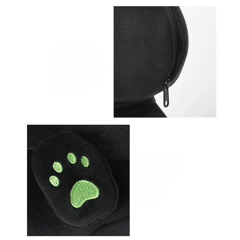 Schwarze Katze Serie U-förmiges Nackenkissen aus Baumwolle, Schwarz - Bild 3