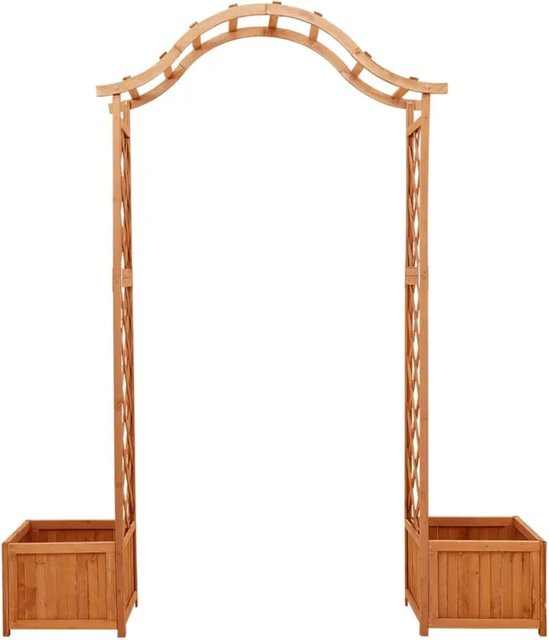 vidaXL Garten-Pergola aus Tannen-Massivholz in Braun mit Pflanzkästen, B/T/H: 204 x 175 x 40 cm - Bild 1