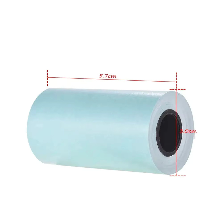 PKFC Selbstklebendes Thermopapier für tragbare Mini-Drucker, bunte Rollen mit blauer Schrift, 57 x 3 cm - Bild 1