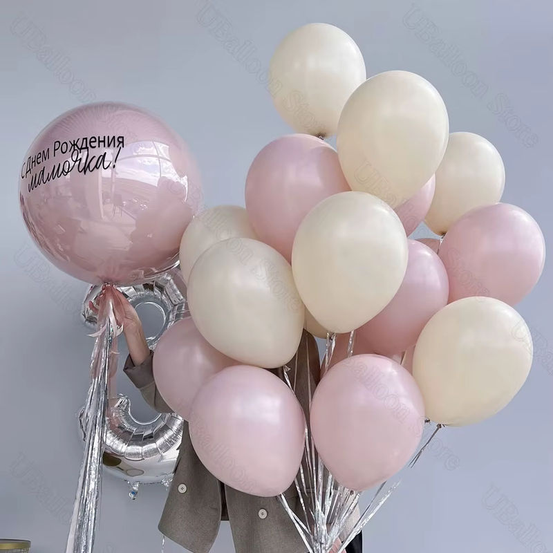 MicroPlush Boho Latexballons in Rosa und Weiß mit Sand-Effekt, Durchmesser: 25,4 cm, ideal für Geburtstag, Hochzeit oder Babyparty - Bild 3