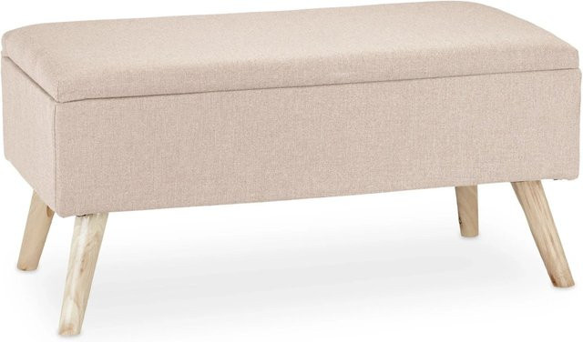 Relaxdays Sitzbank mit Stauraum aus Stoff in Beige, B/T/H: 79,5 x 39,5 x 39,5 cm - Bild 1