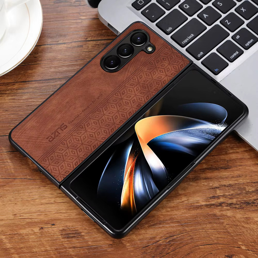 Samsung Galaxy Z Fold 7 Business Retro Leder Handyhülle in Schwarz, stoßfeste Bumper Back Cover für Galaxy Z Fold 6, Fold 5 und Fold 4 - Bild 1