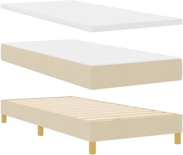 vidaXL Boxspringbett mit Matratze aus Stoff in Beige, B/T/H: 80 x 200 cm - Bild 1