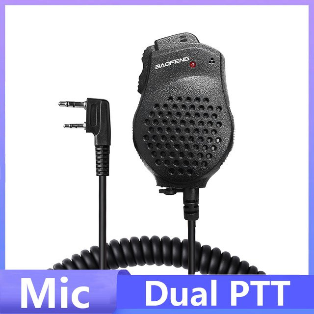 Baofeng Mikrofon UV-82 Dual PTT Lautsprecher Schulter Mikrofon Tangent Headset in Schwarz für Walkie Talkie DM-1701 UVK5 UVK6 UV17 Pro UV5RH UV-18i - Bild 1