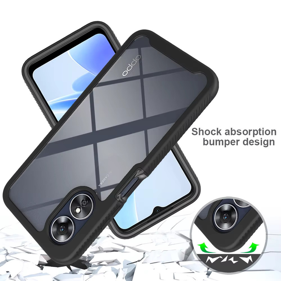 Kumonkey Stoßfeste TPU-Hülle mit integriertem Displayschutz für OPPO A17 4G, A16, A16S und A54S, Transparent/Blau - Bild 3