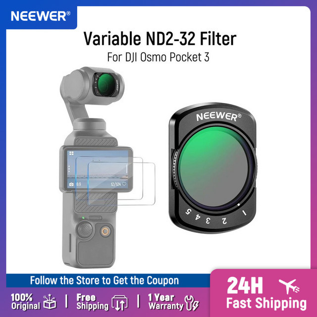 NEEWER Magnetischer variabler ND2-32 Filter als Action-Kamera-Zubehör für DJI Osmo Pocket 3 - Bild 1