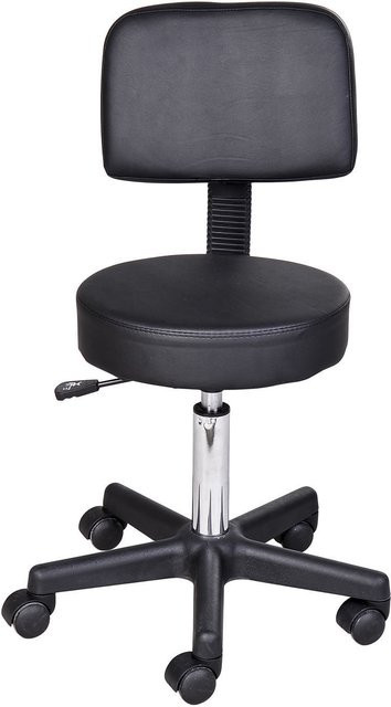 HOMCOM Rollhocker aus Kunstleder in Schwarz für Profis, Salon und Arztpraxen, Durchmesser: 35 cm, Höhe: 72-84 cm - Bild 1