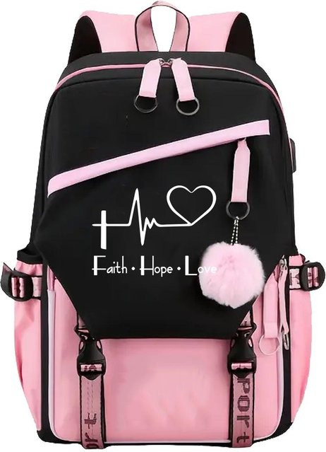3-teiliges Schulrucksack-Set für Schüler in Pink aus Oxford-Stoff mit Schultasche, Schultergurt und Federmäppchen - Bild 1