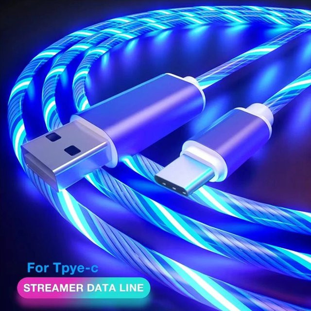 VBNM Leuchtendes LED USB-A auf Typ-C Schnellladekabel in Multicolour für iPhone 15 16 Pro Max, Xiaomi, Samsung, OPPO und Huawei - Bild 1