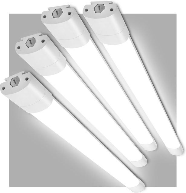 Oraymin 4er-Pack LED-Nassraumleuchten IP65 wasserdicht, verknüpfbare Deckenleuchten mit integriertem LED in Neutralweiß 4000 K für Garage, Keller und Werkstatt - Bild 1