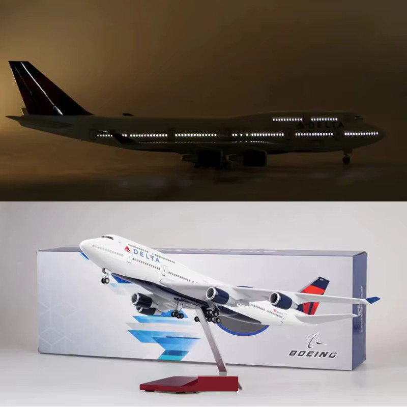 ZOCO Delta Air Lines 747 B747 Flugzeugmodell, 1:150, LED-Licht, Druckguss - Bild 3