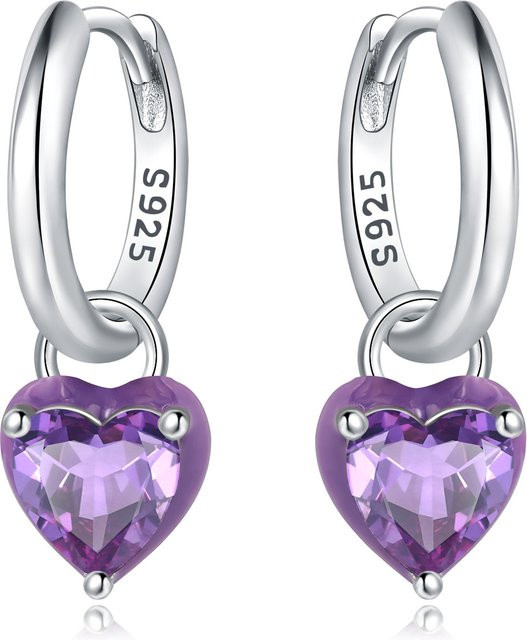 MISEFF Ohrringe, 925 Silber, blau und violett, Herz-Ohrringe - Bild 1