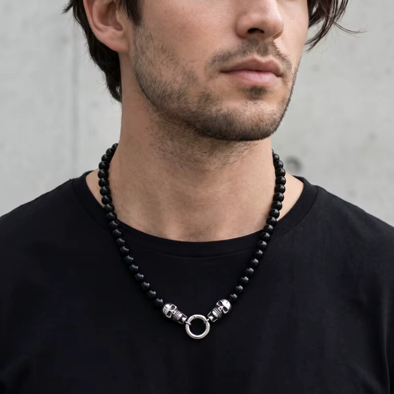 KALEN Perlenkette Totenkopf, Edelstahl, Herren - Bild 3