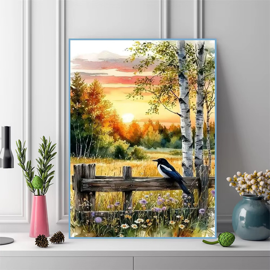 Evershine DIY Diamantmalerei Sonnenuntergang Landschaft als Mosaik-Strass-Bild in Multicolour zur Wanddekoration - Bild 3
