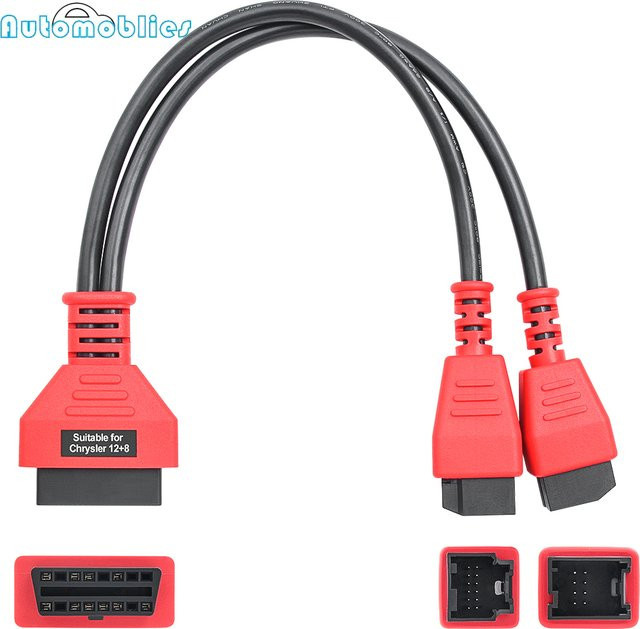 Autel Diagnosekabel Adapter für Chrysler FCA Programmierungen 12+8 Pin zu OBD2 in Rot für Autel Maxisys IM60 und X431 - Bild 1