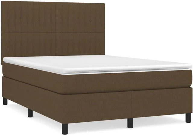 vidaXL Boxspringbett mit Matratze Hybrid-Design in Dunkelbraun, B/T: 140 x 190 cm - Bild 1
