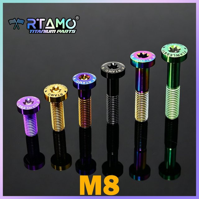 RTAMO Gr5 Titanschraube M8 mit 1,25 Teilung für Fahrrad, Motorrad und modifizierte Verkleidungen in Gold und Multicolour - Bild 1