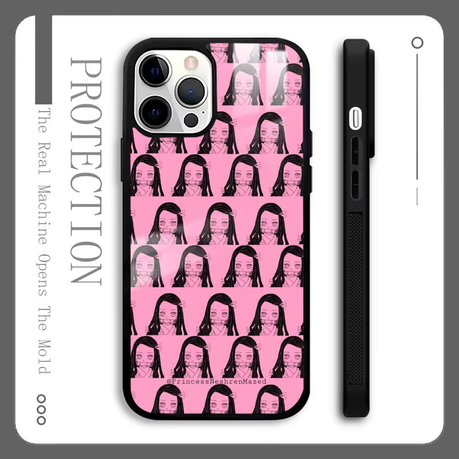 Demon Slayer Anime Handyhülle mit MagSafe Spiegel-Funktion für iPhone 16 15 14 13 Pro Max Plus Mini in Pink - Bild 2