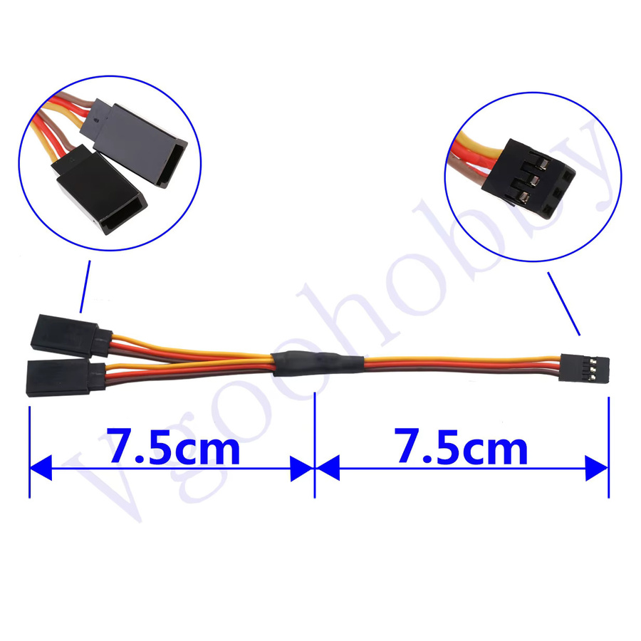 Servo-Splitterkabel im JR-Stil mit 1 Stecker auf 2 Buchsen, 150 mm Verlängerungskabel für RC-Cars, Hubschrauber und Drohnen - Bild 2