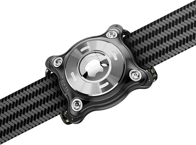 Apple AirTag Halter für Hundehalsband mit abnehmbaren Metallschlaufen, passend für Halsbänder mit einer Breite von 3 cm, in Schwarz oder Pink - Bild 1