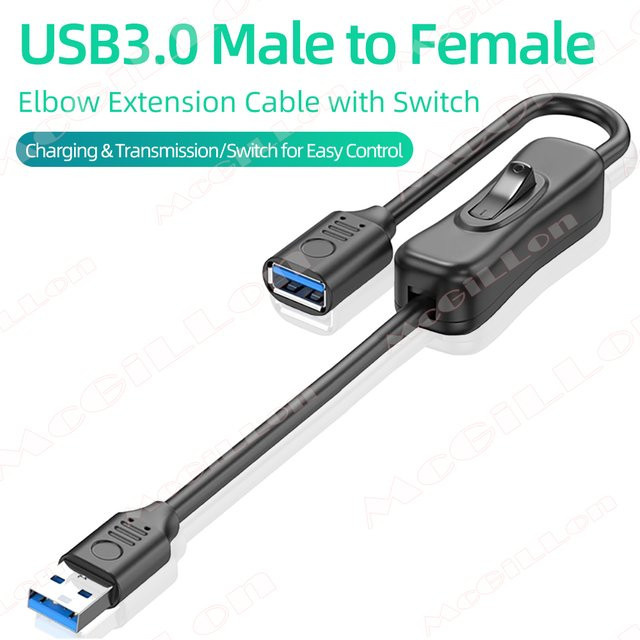 McGiLLon USB 3.0 Verlängerungskabel mit Ein-Aus-Schalter in Schwarz - Bild 1