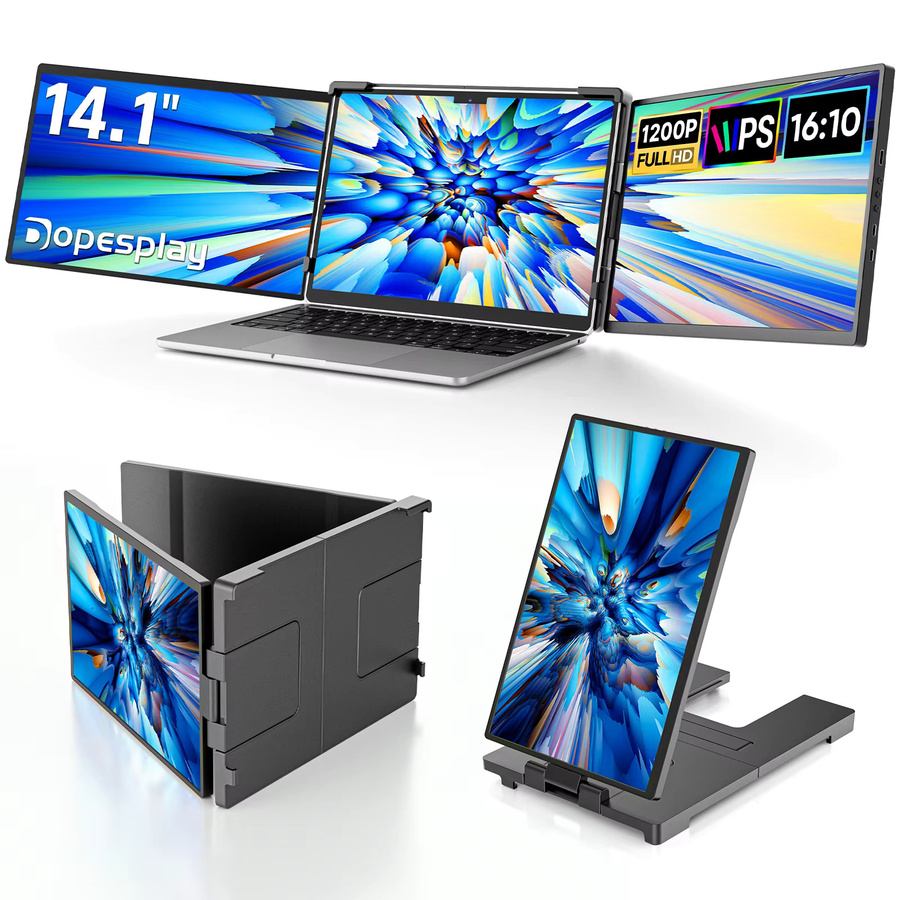 Dopesplay Dual-Screen-Extender 14,1 Zoll Tragbarer Monitor FHD 1200P IPS Zweites Display für Laptop und Mac in Schwarz - Bild 7