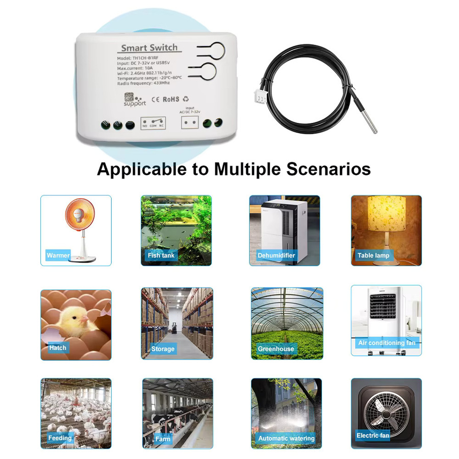 5er Set Scimagic-RC Wifi Smart Switch mit Temperatursensor in Weiß, kompatibel mit eWeLink App, Alexa und Google Home, 12V 24V 85-250V 220V - Bild 2