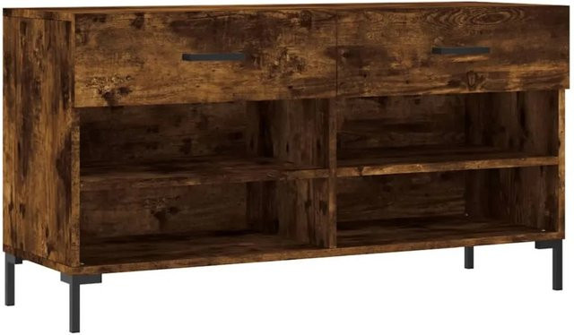 vidaXL Schuhbank in Räuchereiche mit Schuhregal aus Holzwerkstoff und Eisen, Farbe: Braun, B/T/H: 102 x 35 x 55 cm - Bild 1