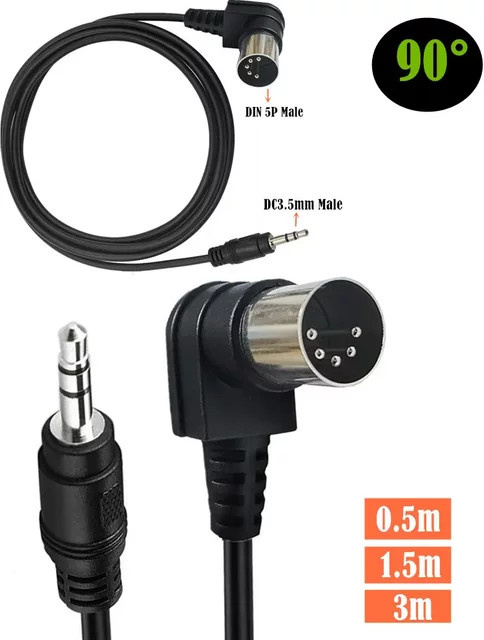 BSN Audio-Adapterkabel von 3,5mm Klinke auf 5-poligen MIDI-DIN Stecker, Farbe: Schwarz - Bild 1