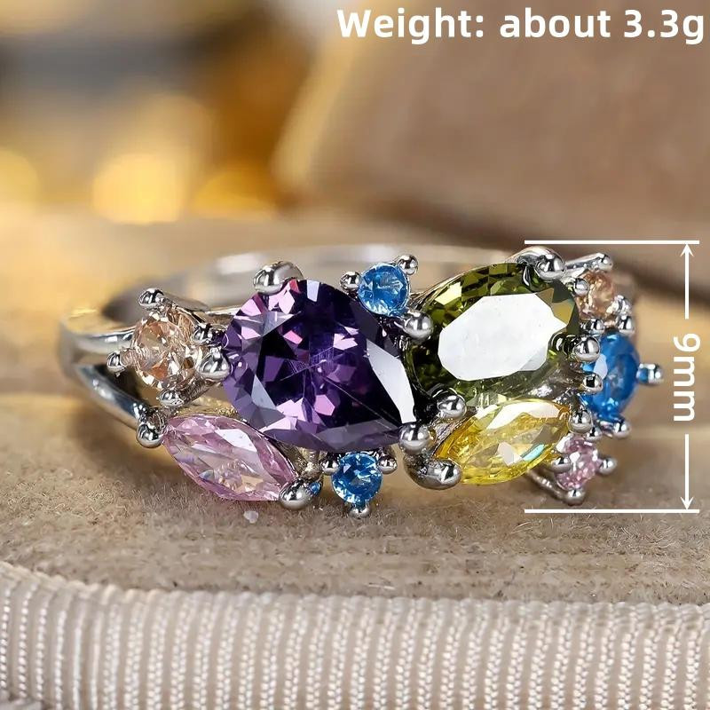 Huitan Ringe, Messing, Bunt, Zirkonia, Damen - Bild 2