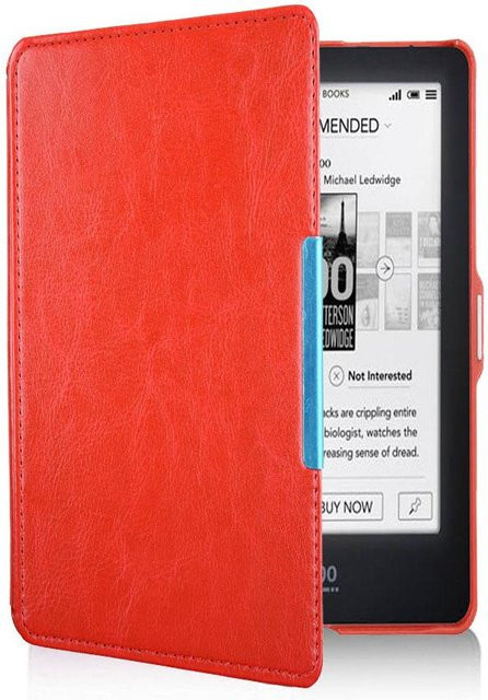 Leder Schutzhülle Flip Slim für Kobo Glo HD, Glo und Touch 2.0 in Rot - Bild 1