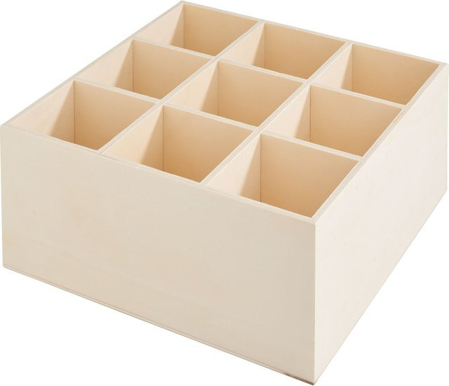 VBS Utensilien-Fächerbox aus Holz mit 9 Fächern in Beige - Bild 1