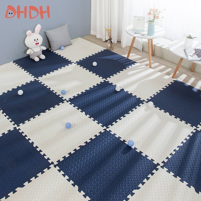 DHDH Split Joint EVA-Schaum Baby-Krabbelmatte als Puzzle-Bodenfliesen für das Kinderzimmer, Mehrfarbig und Schwarz, B/T: 30 x 30 cm - Bild 1