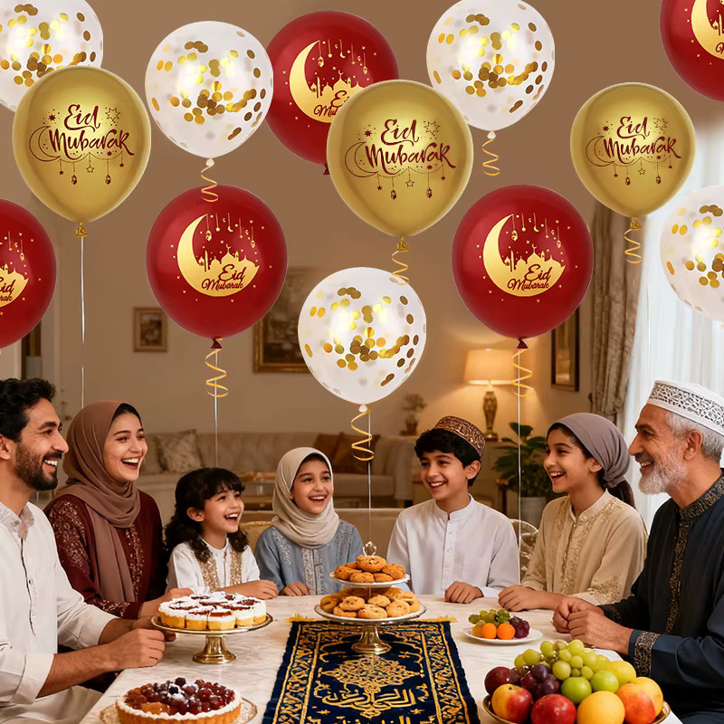 ZQNYCY Eid Mubarak Ballonset mit Mond und Sternen für Ramadan und Islamische Festlichkeiten, 15-30 Stück Latexballons in Gold und Silber - Bild 5