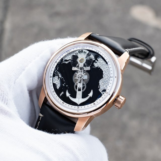 OBLVLO Armbanduhr Automatik, Kalbsleder, Schwarz, Herren - Bild 1
